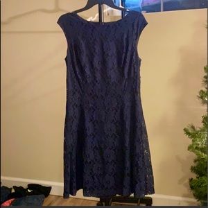 Navy cocktail dress with lace